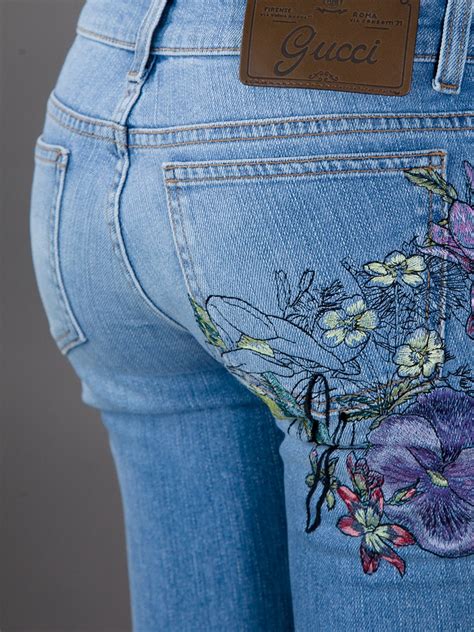 floral jeans gucci|farfetch gucci jeans women.